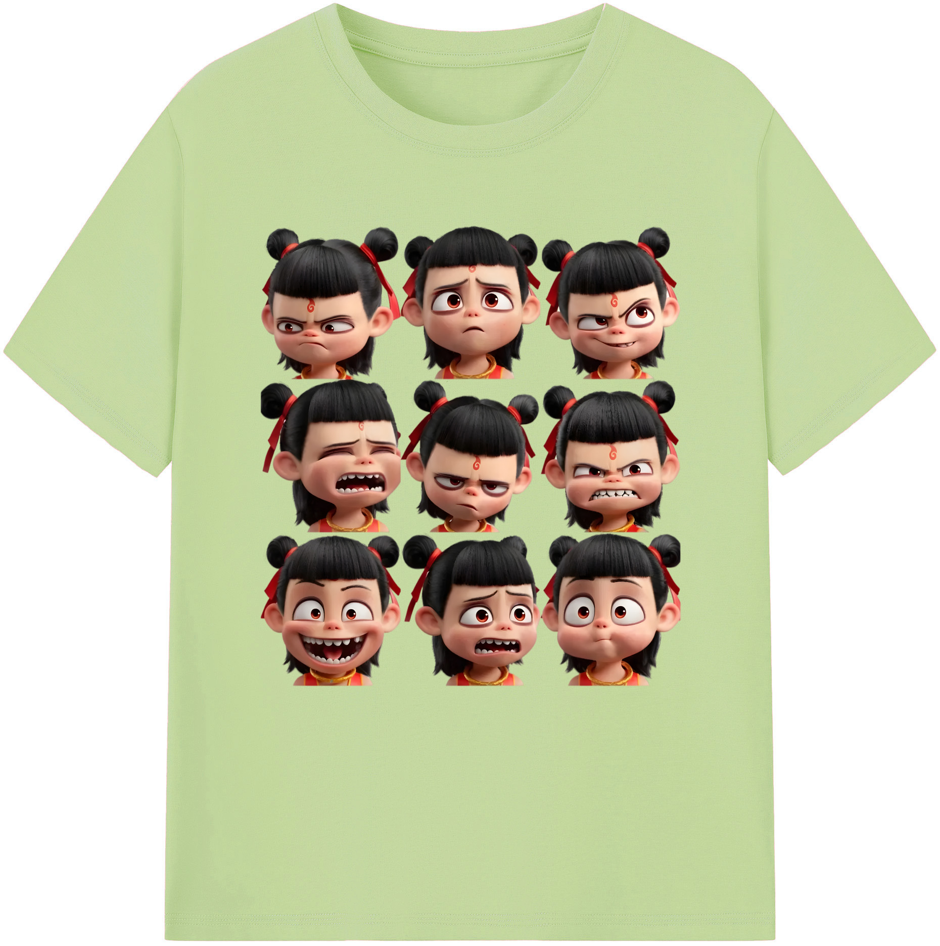 （画像用） Ne Zha 2 ナタ 魔童の大暴れ 綿100％半袖Tシャツ（フロントプリント）